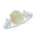 thumbnail image 1 of Angara Natural Opal Ring - Solitaire Oval 1.1 ct Opal Criss Cross Ring with Diamonds in 925 Sterling Silver for Women | October Birthstone Jewelry (Ring Size = 12), 1 of 9