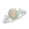 thumbnail image 1 of Angara Natural Opal Ring - Solitaire Oval 1.1 ct Opal Criss Cross Ring with Diamonds in 925 Sterling Silver for Women | October Birthstone Jewelry (Ring Size = 5.5), 1 of 9