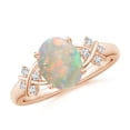 thumbnail image 1 of Angara Natural Opal Ring - Solitaire Oval 1.1 ct Opal Criss Cross Ring with Diamonds for Women | October Birthstone Jewelry | 14K Rose Gold Opal Ring (Ring Size = 8.5), 1 of 9