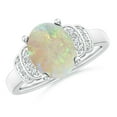 thumbnail image 1 of Angara Natural Opal Ring - Solitaire Oval 1.45 ct Opal and Diamond Collar Ring for Women | October Birthstone Jewelry | 14K White Gold Opal Ring (Ring Size = 8.5), 1 of 10