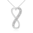thumbnail image 1 of ANGARA Natural Pave-Set Diamond Infinity Heart Pendant in Platinum for Women (Size-1.65mm| Color-I-J| Clarity-I1-I2) | April Birthstone, Anniversary, Jewelry Gift for Women | Natural Diamond Necklace, 1 of 7