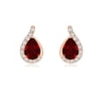 thumbnail image 1 of Angara Natural Pear 1.6 ct Ruby Earrings in 14K Rose Gold for Women (Size-7x5mm) – July Birthstone Jewelry | Prong Set Ruby Earrings, 1 of 10