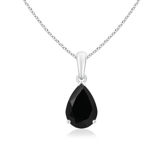Angara Natural Pear-Shaped 2.15 ct Black Onyx Solitaire Pendant for Women in 925 Sterling Silver | Natural Black Onyx Pendant Necklace