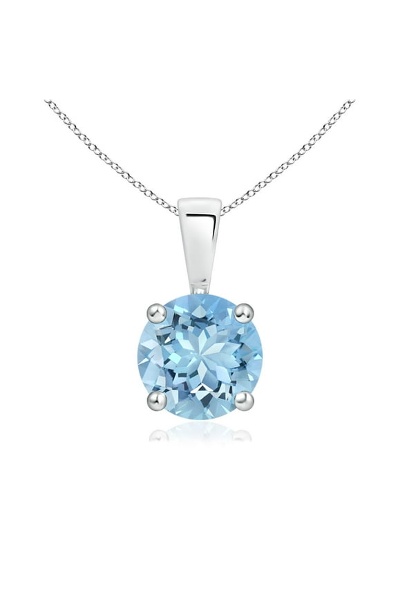 Natural Round 1.12 ct Aquamarine Pendant Necklace in Platinum for Women - March Birthstone Jewelry | Aquamarine Solitaire Pendant Necklace