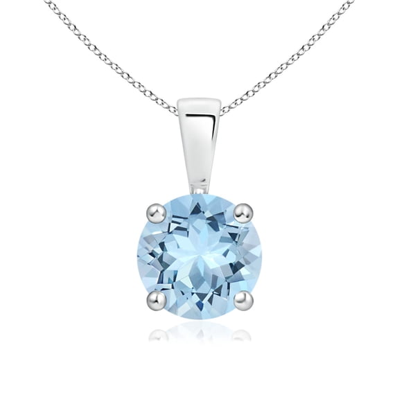 Angara Natural Round 1.12 ct Aquamarine Pendant Necklace in Platinum for Women - March Birthstone Jewelry | Aquamarine Solitaire Pendant Necklace