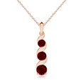 thumbnail image 1 of Angara Natural Round 1.4 ct Ruby Three Stone Pendant Necklace in 14K Rose Gold for Women (Size-7mm) | July Birthstone, Birthday, Anniversary, Jewelry Gift for Women | Natural Ruby Necklace, 1 of 9