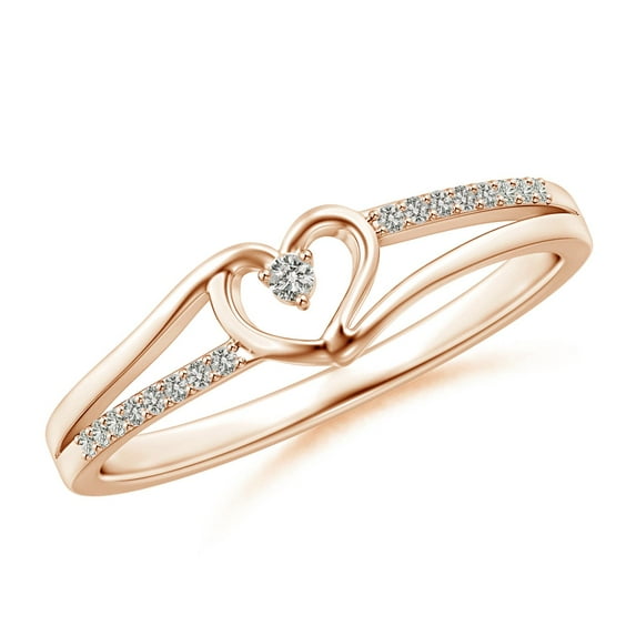 Angara Natural Diamond Heart Shaped Promise Ring in 14K Rose Gold for Women - Diamond Jewelry for April Born | 1.5mm Round Diamond Ring (Ring Size = 11)
