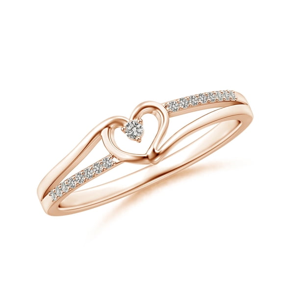 Angara Natural Diamond Heart Shaped Promise Ring in 14K Rose Gold for Women - Diamond Jewelry for April Born | 1.5mm Round Diamond Ring (Ring Size = 5)