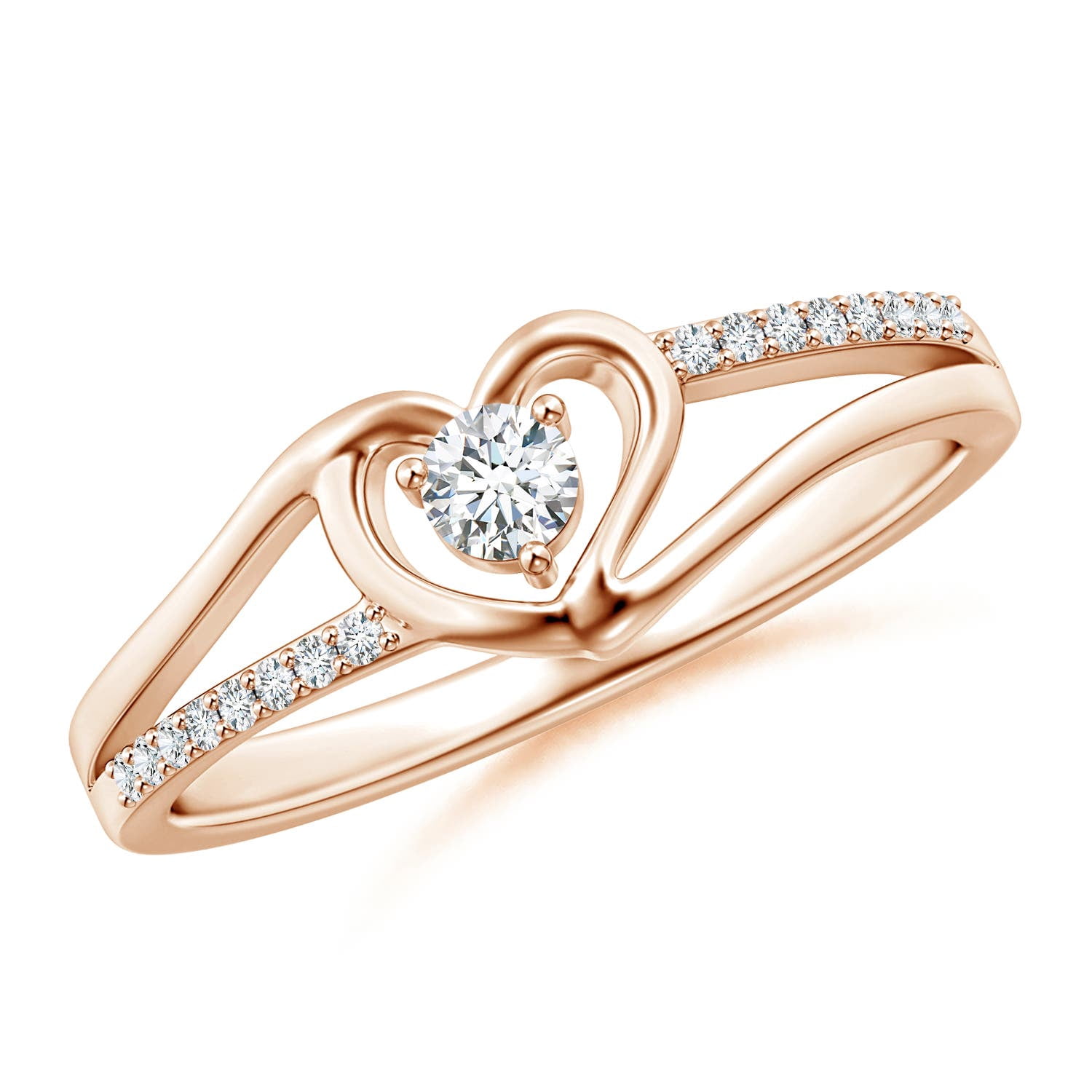 Angara Natural Diamond Heart Shaped Promise Ring in 14K Rose Gold for ...