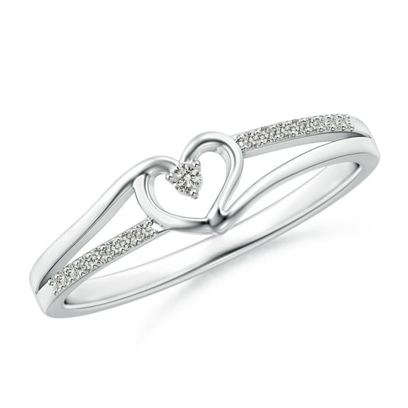 Angara Natural Diamond Promise Ring for Women in 14K White Gold - Jewelry for April Born | 1.5mm Diamond Heart Shaped Ring (Ring Size = 5.5)