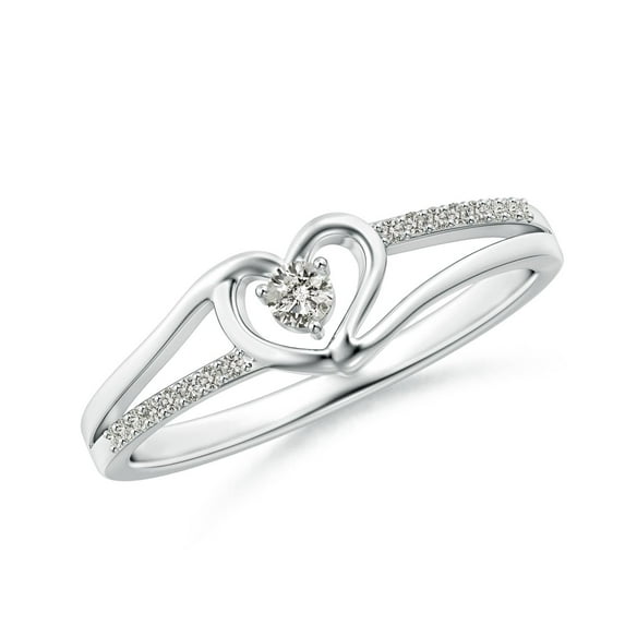 Angara Natural Diamond Heart Promise Ring in 925 Sterling Silver for Women (Size-2.5mm | Color-K | Clarity-I3) | April Birthstone, Jewelry Gift for Women | Heart Shape Promise Ring (Ring Size = 8)
