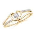 thumbnail image 1 of Angara Ring - Diamond Promise Ring for Women in 14K Yellow Gold - April Born Jewelry | 3.1mm Natural Diamond Heart Promise Ring (Ring Size = 5.5), 1 of 10
