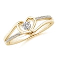 thumbnail image 1 of Angara Ring - Diamond Promise Ring for Women in 14K Yellow Gold - April Born Jewelry | 3.1mm Natural Diamond Heart Promise Ring (Ring Size = 9), 1 of 10
