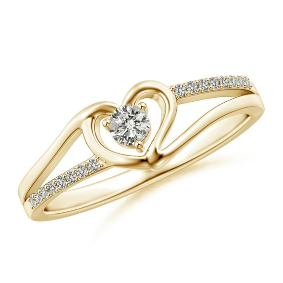 Angara Ring - Diamond Promise Ring for Women in 14K Yellow Gold - April Born Jewelry | 3.1mm Natural Diamond Heart Promise Ring (Ring Size = 3.5)