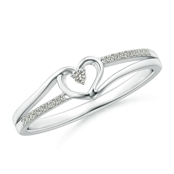 Angara Natural Round Diamond Heart Promise Ring in 925 Sterling Silver for Women (Size-1.5mm | Color-K | Clarity-I3) | April Birthstone, Jewelry Gift for Women | Diamond Promise Ring (Ring Size = 8)
