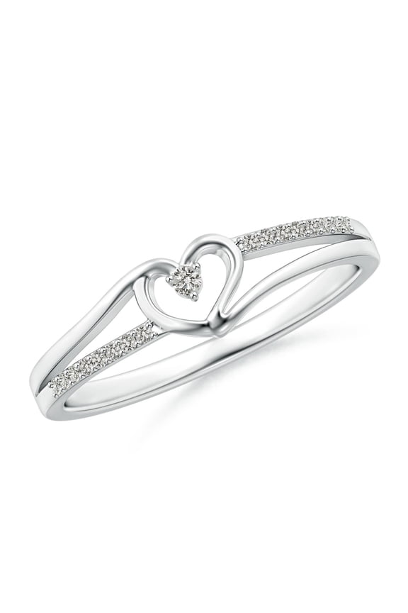 Natural Diamond Heart Promise Ring in 925 Sterling Silver for Women (Size-1.5mm | Color-K | Clarity-I3) | April Birthstone, Jewelry Gift for Women | Diamond Promise Ring (Ring Size = 7.5)