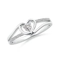 thumbnail image 1 of Angara Natural Round Diamond Heart Shaped Promise Ring in Platinum for Women - April Birthstone Jewelry | 3.1mm Diamond Split Shank Ring (Ring Size = 9.5), 1 of 10