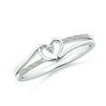 thumbnail image 1 of Angara Natural Round Diamond Heart Shaped Promise Ring in Platinum for Women - April Birthstone Jewelry | 1.5mm Diamond Split Shank Ring (Ring Size = 7), 1 of 10
