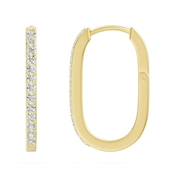 Angara Natural Round Diamond Hoop Earrings For Women in 14K Yellow Gold (Color- I-J, Clarity- I1-I2) | April Birthstone, Graduation, Birthday, Anniversary Jewelry Gift for Women