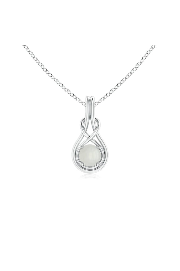 Natural Round Moonstone Solitaire Infinity Knot Pendant for Women in 925 Sterling Silver (Size-5mm) | June Birthstone Jewelry, Anniversary, Jewelry Gift for Women