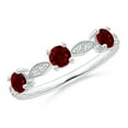 thumbnail image 1 of Angara Natural Round Ruby & Marquise Diamond Ring in Sterling Silver for Women – July Birthstone Jewelry | Ruby and Diamond Ring (Ring Size - 10.5), 1 of 10