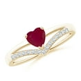 thumbnail image 1 of Angara Natural Ruby Heart Ring with Diamond for Women in 14K Yellow Gold (Size-5mm) – July Birthstone Jewelry | Solitaire Ruby Ring (Ring Size - 7), 1 of 9