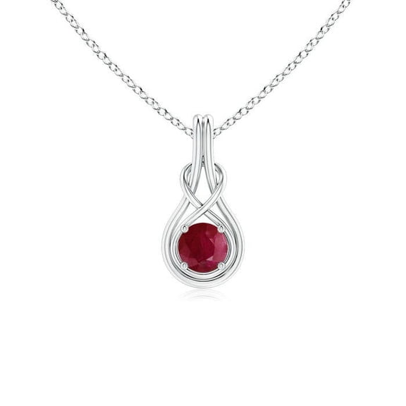 Angara Natural Ruby Infinity Knot Pendant Necklace in Platinum for Women (Size-5mm) – July Birthstone Jewelry | Round Ruby Solitaire Pendant