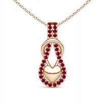 Angara Natural Ruby Infinity Pendant Necklace in 14K Rose Gold for Women (Size-1.3mm) – July Birthstone Jewelry | Ruby Necklace with Puffed Heart