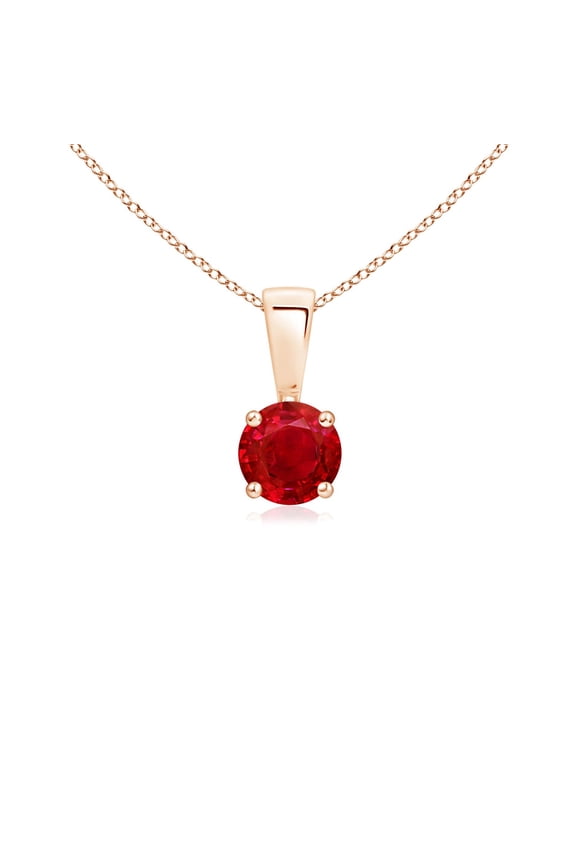 Natural Ruby Necklace - Classic Prong-Set Round Ruby Solitaire Pendant in 14K Rose Gold for Women (Main Stone Size-4mm)