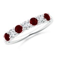 thumbnail image 1 of Angara Natural Ruby and Diamond Half Eternity Wedding Ring for Women in 14K White Gold (Size-3mm) – July Birthstone Jewelry (Ring Size - 10), 1 of 12
