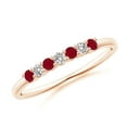 thumbnail image 1 of Angara Natural Ruby and Diamond Half Eternity Wedding Ring in 14K Rose Gold for Women (Size-2mm) – July Birthstone Jewelry (Ring Size - 4.5), 1 of 12