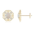 thumbnail image 1 of Angara Natural Vintage Style Opal and Diamond Fleur De Lis Earrings in 14K Yellow Gold for Women (Size-5mm) | October Birthstone Jewelry for Her, 1 of 5