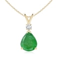 thumbnail image 1 of Angara Necklace - Natural 4.14 ct Emerald Teardrop Pendant Necklace with Diamond in 14K Yellow Gold for Women (Size-12x10mm) | May Birthstone, Birthday, Anniversary, Christmas, Jewelry Gift for Women, 1 of 10