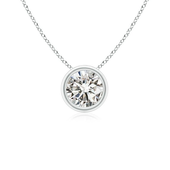 Angara Necklace - Natural Bezel-Set Round Diamond Solitaire Pendant Necklace in Platinum for Women (Size-5.1mm) | April Birthstone Jewelry