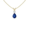 thumbnail image 1 of Angara Necklace - Natural Blue Sapphire Teardrop Necklace with Diamond in 14K Yellow Gold for Women (Size-6x4mm) | September Birthstone, Birthday, Anniversary, Christmas, Jewelry Gift for Women, 1 of 8