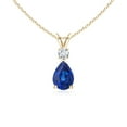 thumbnail image 1 of Angara Necklace - Natural Blue Sapphire Teardrop Necklace with Diamond in 14K Yellow Gold for Women (Size-7x5mm) | September Birthstone, Birthday, Anniversary, Christmas, Jewelry Gift for Women, 1 of 8