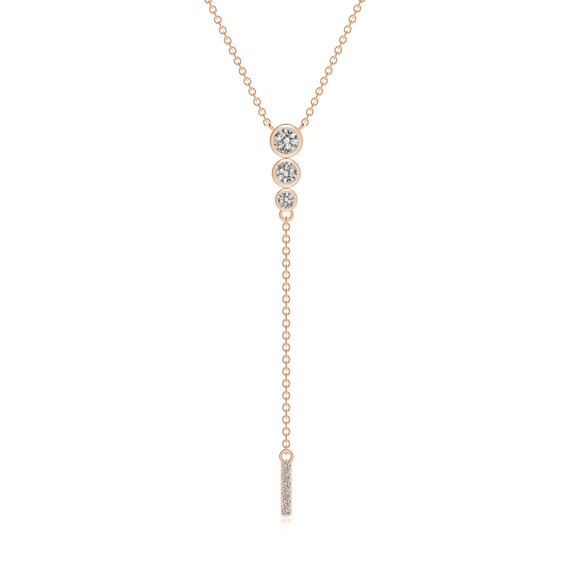Angara Necklace - Natural Diamond Lariat Necklace in 14K Rose Gold for Women | April Birthstone Jewelry, Birthday, Anniversary, Christmas, Jewelry Gift for Women