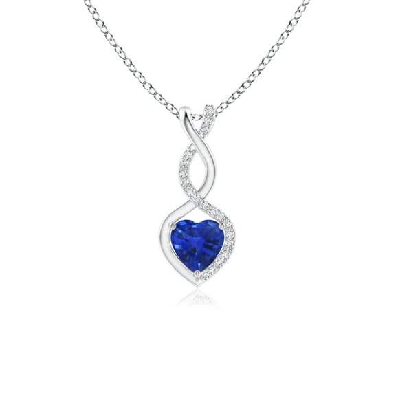 Angara Necklace - Natural Heart-Shaped Blue Sapphire Infinity Pendant Necklace in Platinum for Women (Size-5mm) | September Birthstone Jewelry