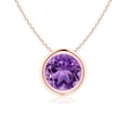 thumbnail image 1 of Angara Necklace - Natural Round 1.15 ct Amethyst Solitaire Pendant Necklace in 14K Rose Gold for Women (Size-7mm) | February Birthstone, Birthday, Anniversary, Christmas, Jewelry Gift for Women, 1 of 10