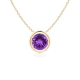 thumbnail image 1 of Angara Necklace - Natural Round Amethyst Solitaire Pendant Necklace in 14K Yellow Gold for Women (Size-5mm) | February Birthstone Jewelry, Birthday, Anniversary, Christmas, Jewelry Gift for Women, 1 of 10