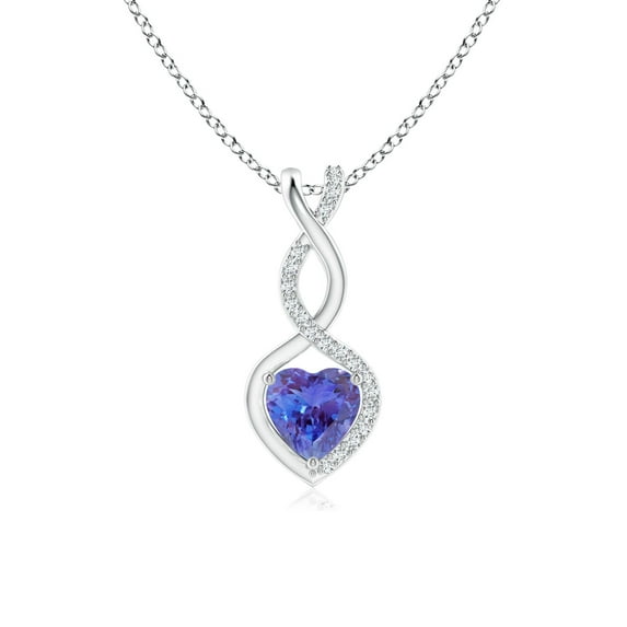 Angara Necklace - Natural Tanzanite Infinity Heart Necklace with Diamond Accents in 14K White Gold for Women (Size-5mm) | December Birthstone, Birthday, Anniversary, Christmas, Jewelry Gift for Women