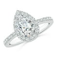 thumbnail image 1 of Angara Pear Lab Grown Diamond Halo Engagement Ring in Platinum for Women - April Birthstone Jewelry | 1.25ct Lab Created Diamond Ring (Ring Size - 4), 1 of 8