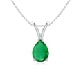 thumbnail image 1 of Angara Pear-Shaped Natural Emerald Solitaire V-Bale Pendant Necklace in Platinum for Women - May Birthstone Jewelry | Natural Emerald Necklace, 1 of 9