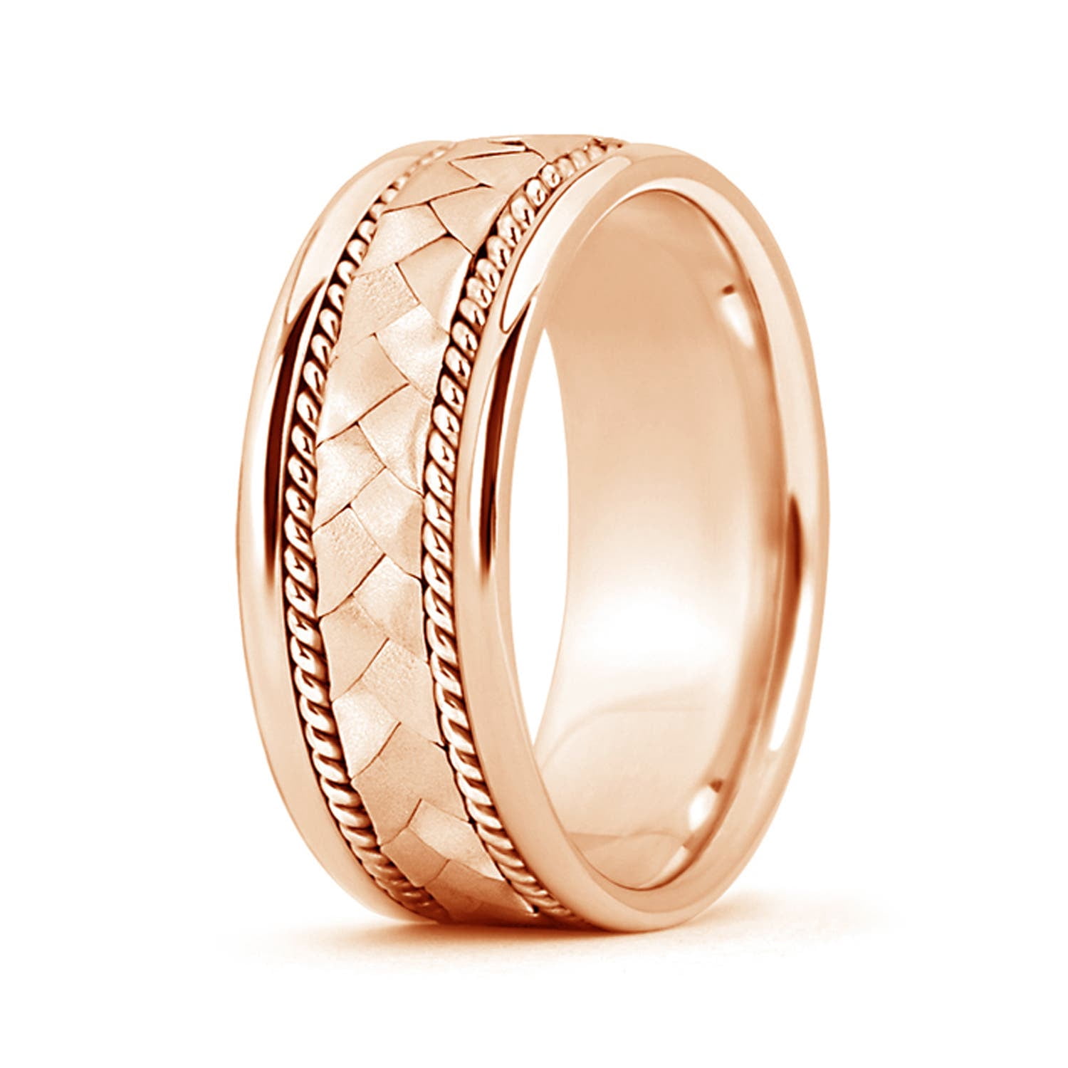 Angara Plain Band Ring in 14K Rose Gold for (Ring Size: 10