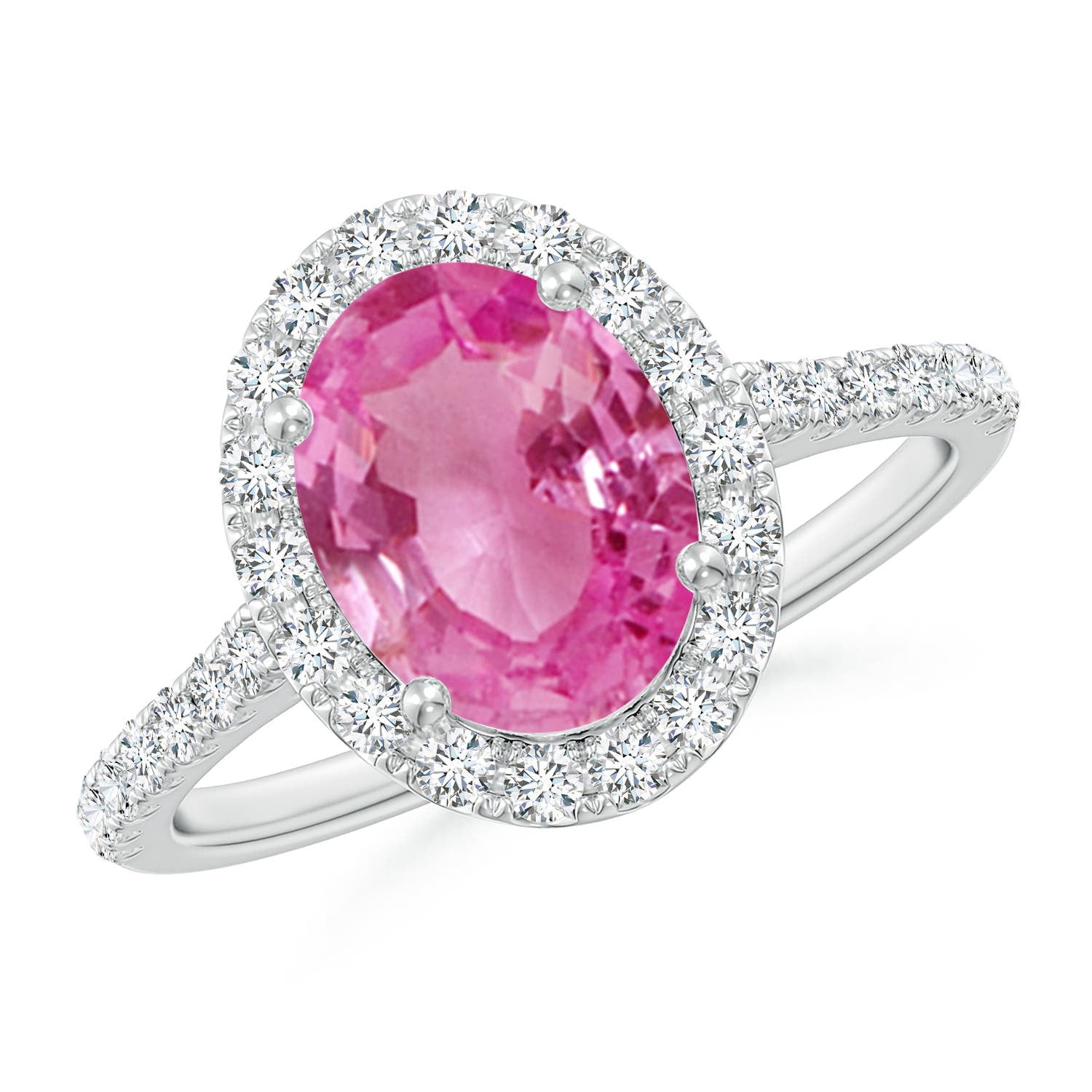 Angara Rings - Natural 1.9 ct Pink Sapphire Halo Ring with Diamonds in ...