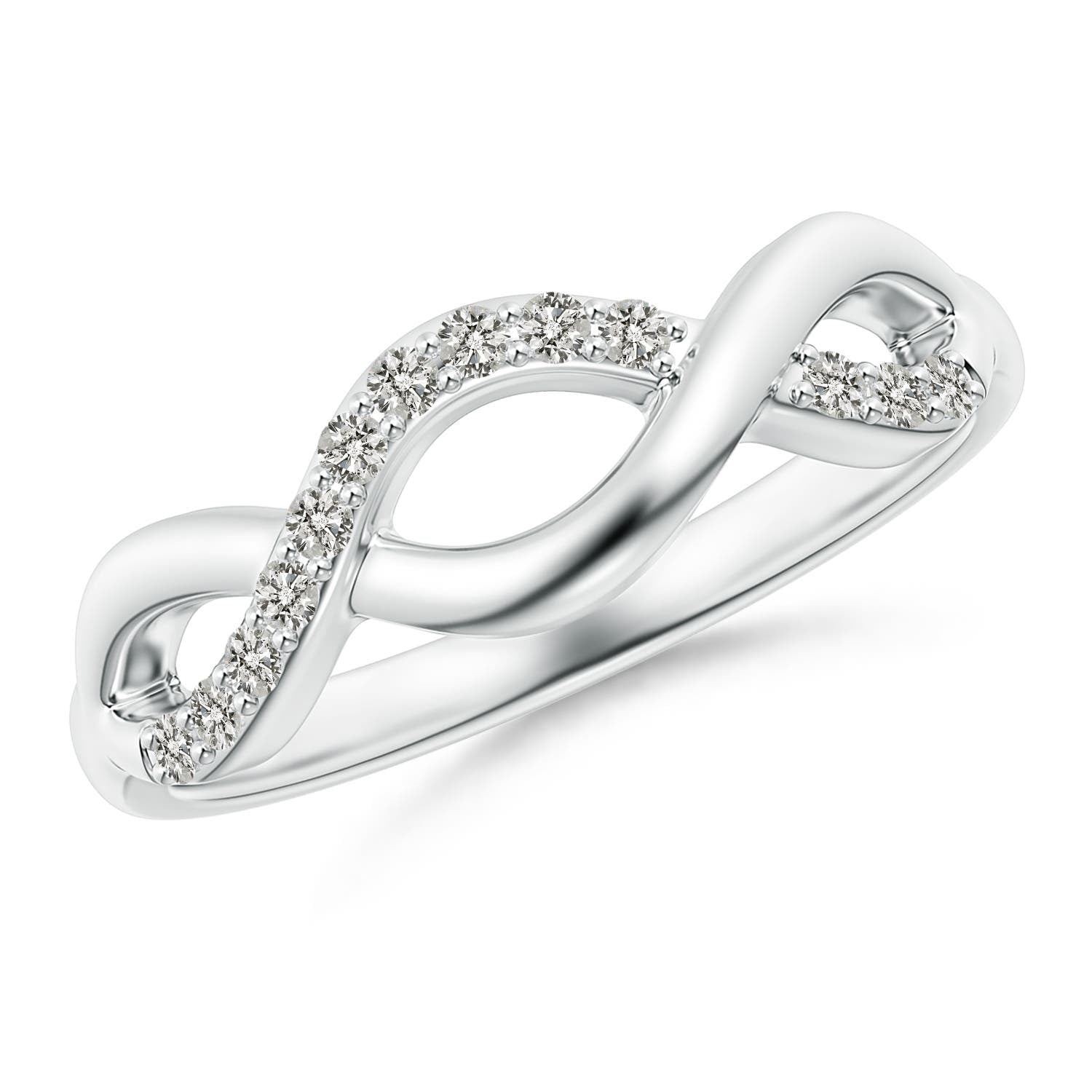 Angara Rings Natural Diamond Infinity Ring in 925 Sterling Silver for