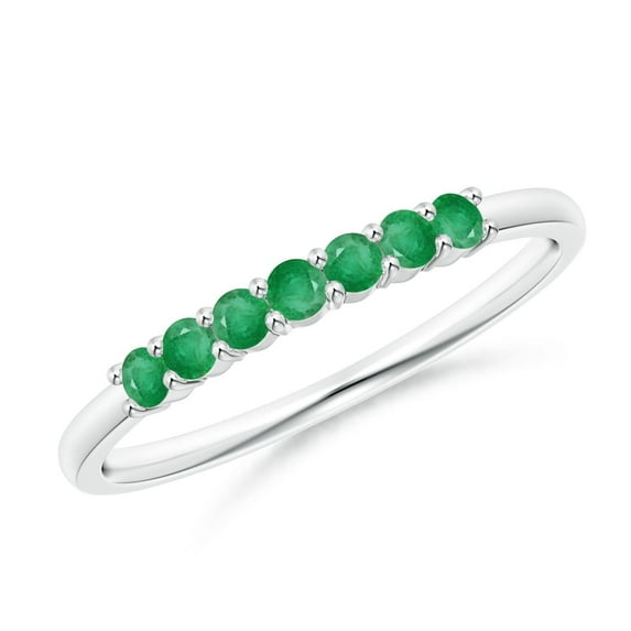 Angara Rings - Natural Emerald Half Eternity Wedding Ring in 14K White Gold for Women (Size-2mm) | May Birthstone Jewelry, Birthday, Anniversary, Jewelry Gift for Women