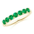 thumbnail image 1 of Angara Rings - Natural Emerald Half Eternity Wedding Ring in 14K Yellow Gold for Women (Size-3mm) | May Birthstone Jewelry, Birthday, Anniversary, Jewelry Gift for Women, 1 of 11