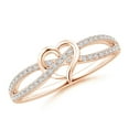 thumbnail image 1 of Angara Rings - Natural Round Diamond Heart Promise Ring in 14K Rose Gold for Women (Size-1mm | Color-H | Clarity-SI2) | April Birthstone Jewelry, Birthday, Anniversary, Jewelry Gift for Women, 1 of 12