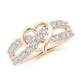 Angara Rings Natural Round Diamond Heart Promise Ring in 14K Rose